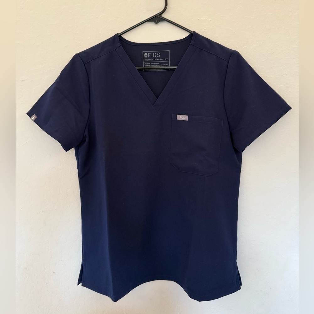 FIGS Catarina One-Pocket Scrub Top - Navy, Small Petite (NWOT)